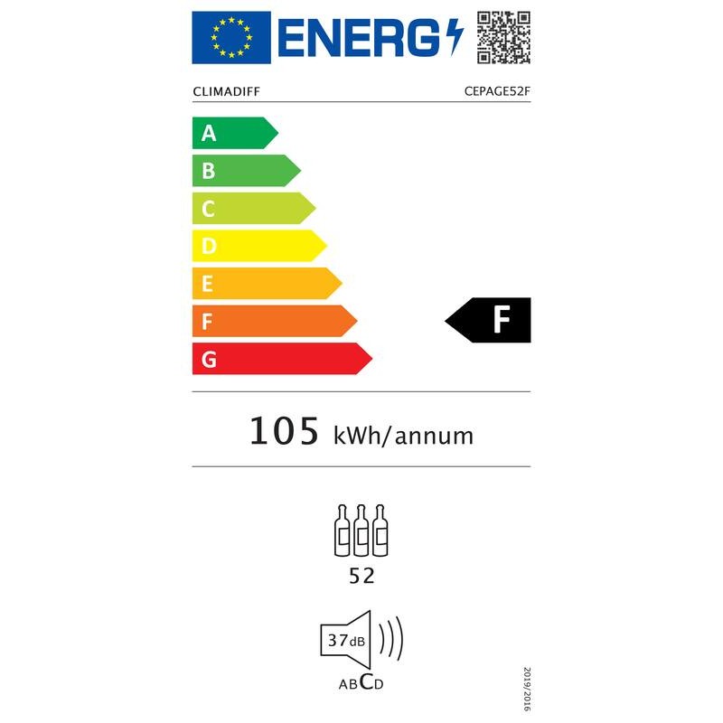 Veinikülmik CEPAGE52F – 52 pudelit – Üks tsoon – Climadiff